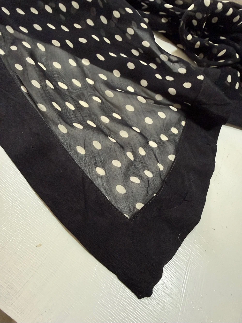 Vintage Chiffon Elegant Black Polka Dot Women's Scarf 🧣 68” by 12” 1950’s